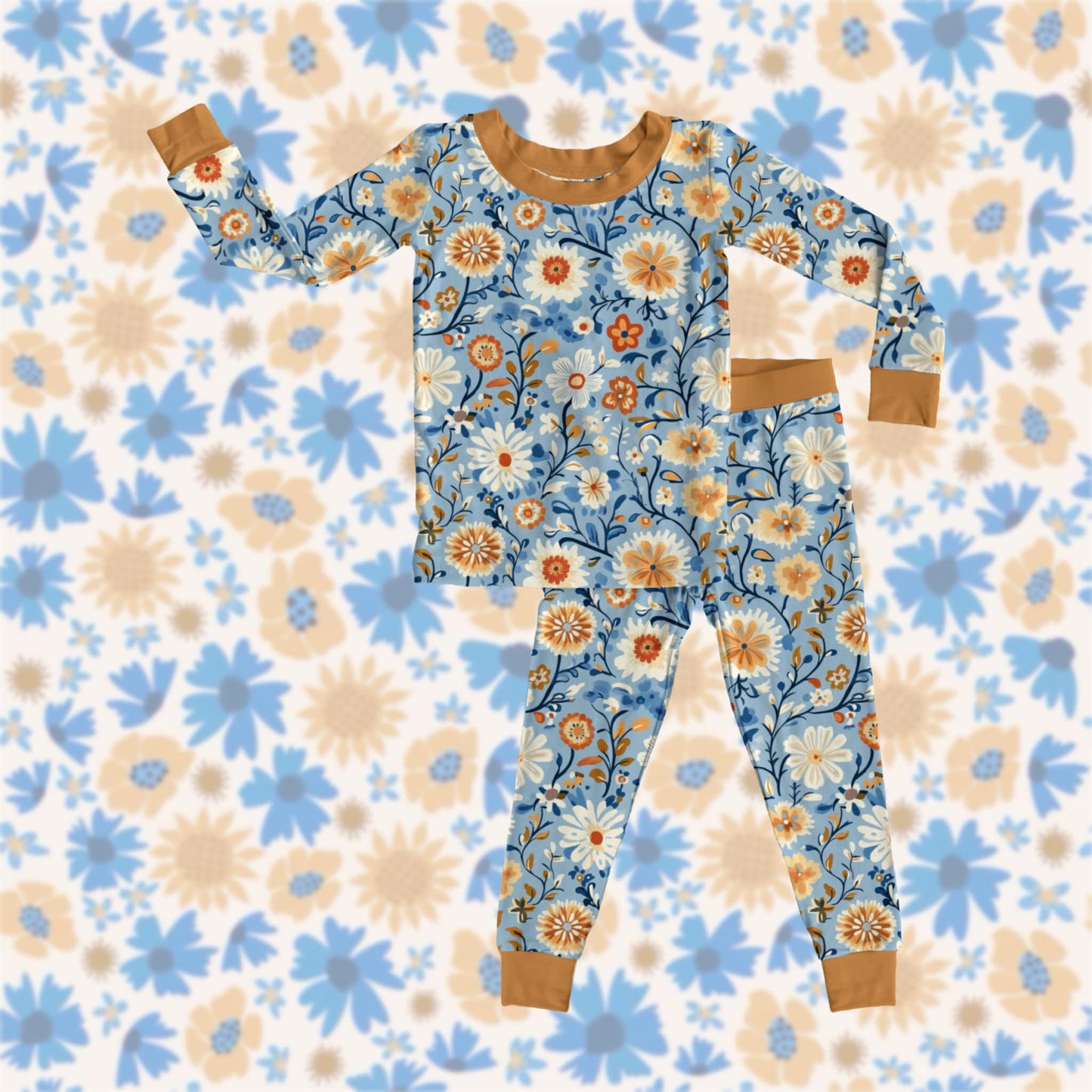 Blue Floral Two Piece Set